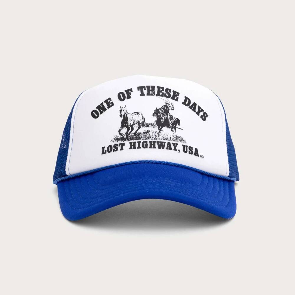NEW ONE OF THESE DAYS unisex lost highway trucker hat in blue